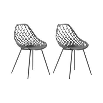 Conjunto De 2 Sillas De Comedor Negras Material Sintético Respaldo Red Canton
