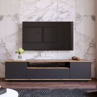 mueble tv gris y madera de 180 cm