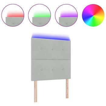 Cabecero Con Luces De Tiras Led Gris Claro 100 Cm Terciopelo