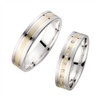 alianzas oro amarillo y blanco con diamantes ancho 5 mm