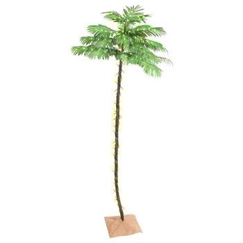 Palmera Artificial Con 252 Led Blanco Cálido 400 Cm Vidaxl