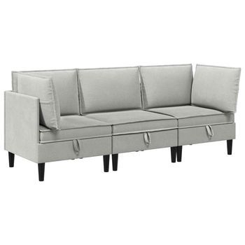 Juego De Muebles De Salón 3 Uds. Gris Claro Tela Vidaxl