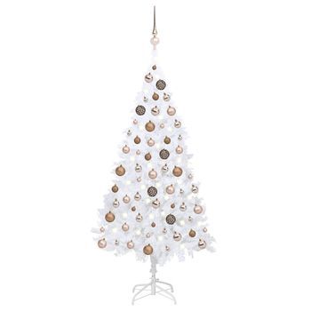 Árbol De Navidad Preiluminado Con Luces Y Bolas Blanco 120 Cm Vidaxl