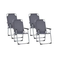 conjunto de 4 sillas de jardin modernas estructura de acero mate con recubrimiento en polvo resistentes a la oxidacion plegables gris galatsi
