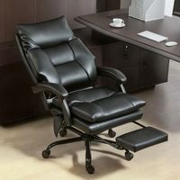 silla de escritorio de pu homcom 65x76x113-121 cm negro