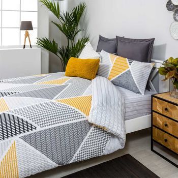 Funda Nordica Reversible Geka Algodón Poliéster Gris 280 X 240 Cama De 200