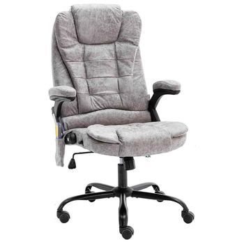 Silla De Oficina De Masaje Piel De Ante Sintética Gris Claro Vidaxl