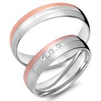 alianzas 14 quilates oro rojo-blanco 3 diamantes