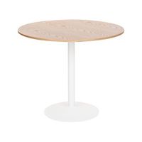 mesa de comedor y cocina redonda estilo boho tablero de mdf o 90 cm base de hierro con acabado en pintura en polvo chapa roble claro tino