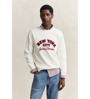 Gant para hombre. 2067153 Sudadera con diseño de temporada beige (M), Casual, Algodón
