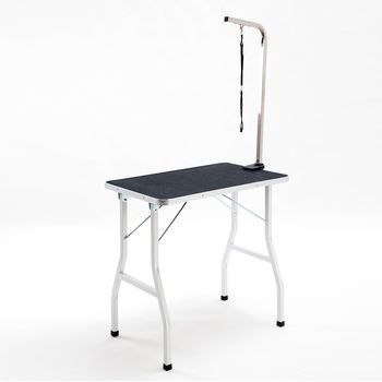Mesa De Peluquería Canina - Aseo De Mascotas - Acero Y Mdf - Negro Y Blanco (90x60x76cm)