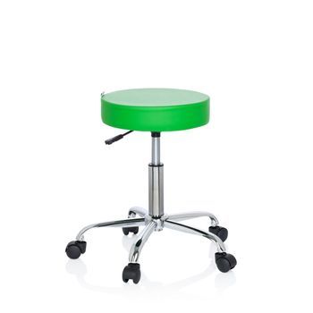 Taburete / Silla De Trabajo Operator Ii Piel Sintética Verde Cromado Hjh Office