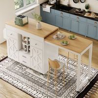 carrito de cocina con mesa extensible 110-180 x 40 x 91 cm 4 cajones y ruedas