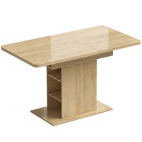 homcom mesa de comedor extensible rectangular para 4 a 6 personas mesa de cocina 110-130 cm 6 estantes abiertos madera natural