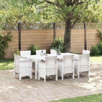 Conjunto De Comedor De Jardín 9 Uds. Blanco Polipropileno Vidaxl
