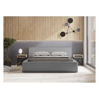 lit coffre denali r gris arena rizado r 180x200 cm r tela terciopelo suave r somier elevable r almacenamiento integrado
