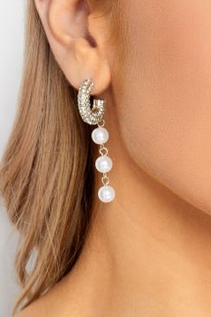 Pendientes Aros Dorados Y Perlas