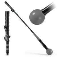costway ayuda para entrenamiento del swing de golf palo de practica con cabeza pesada para agarre ritmo flexibilidad equilibrio exterior gris