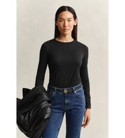 gant para mujer 4202595 camiseta de manga larga lisa negro m casual algodon