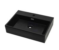 vidaxl lavabo con orificio para grifo ceramica negro 605x425x145 cm