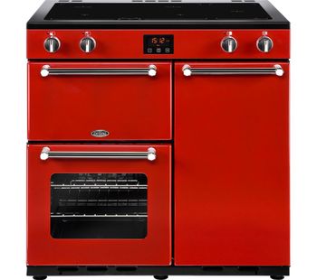 BELLING Kensington 90 cm Electric Induction Range Cooker - Red & Chrome, Red