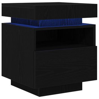 Mesita De Noche | Armario De Noche | Mesa De Noche Con Cajón Roble Negro 40 X 39 X 48,5 Cm