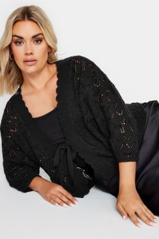 Yours Bolero Negro De Punto Con Calados, Mujer Curvy Y Tallas Grandes, Yours