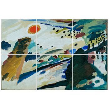 Legendarte - Panel Decorativo Multiple Romantic Landscape - Wassily Kandinsky Cm. 100x150 (6 Paneles)