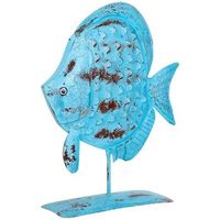 figura pez de metal azul 45x15x57h cm