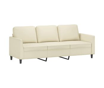 Sofá de 3 plazas - sofá de salón de cuero sintético color crema 180 cm