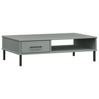 mesa de centro con patas de metal oslo madera maciza pino gris vidaxl