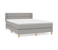 cama box spring con colchon tela gris claro 140x190 cm botones