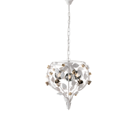 preciosa lampara de arana de hierro lacado blanco shabby 3 luces 113 o49 bl196-3-bco