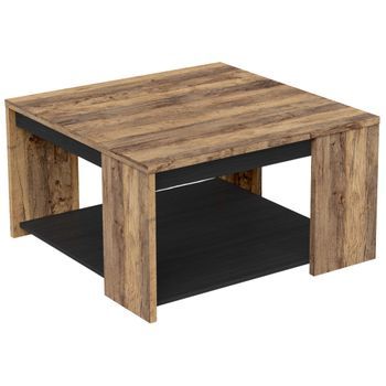 Mesa De Centro Mónaco Roble Saloon Y Negro Estructurado 42x80 Cm
