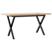 mesa de centro marco x madera maciza pino y acero 90x40x455 cm vidaxl
