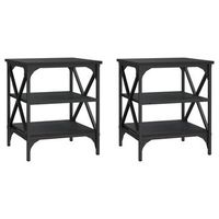 2 uds mesas auxiliares  mesita auxiliar  mesa de cafe madera contrachapada negro 40x42x50 cm