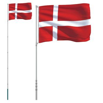 Mástil Y Bandera De Dinamarca Aluminio 5,5 M Vidaxl