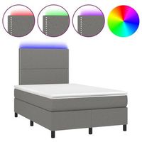estructura de cama led con cabecero con somier colchon 120x200 cm tela gris oscuro tdl0208410