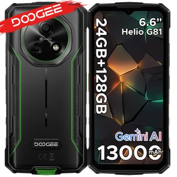 Teléfono Resistente DOOGEE Fire 5 Pro Gemini Ai, Batería de 13000 mAh, Helio G81, 24 GB de RAM (4+20), 128 GB de ROM, 6.6 Pulgadas, 90 Hz, Versión Global