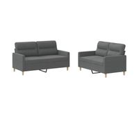 vidaxl juego de sofas con cojines 2 piezas tela gris oscuro