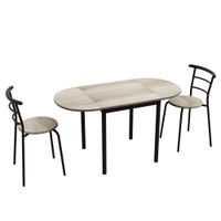 homcom conjunto mesa oval extensible y 2 sillas - mesa abatible - metal y mdf - negro y roble   aosom espana