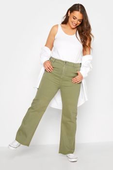 Vaqueros Elásticos Pata Ancha Caqui, Mujer Curvy Y Tallas Grandes, Yours