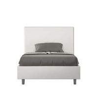 cama de una plaza y medio  sin somier acolchada 120x210 cuero sintetico blanco focus