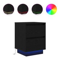 juego de mesitas de noche - mesillas de noche con luces led negro 38x34x50 cm mc7141
