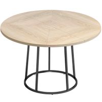 homcom mesa de comedor redonda para 4 a 6 personas o120x75 cm mesa de cocina con patas conicas de metal madera natural   aosom espana