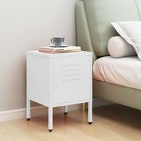 mesita de noche - mueble para dormitorio - acero - blanco 35x35x51cm