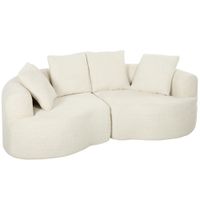 homcom sofa 3 plazas 207 cm cloud con aspecto chenilla 4 cojines decorativos para dormitorio montaje sin herramientas blanco crema