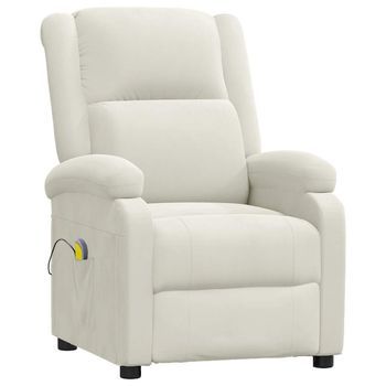 Sillón De Masaje De Terciopelo Blanco Crema Cfw566680