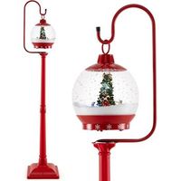 farola de navidad musical costway 173 cm poste festivo con linterna de bola de nieve activada por sonido