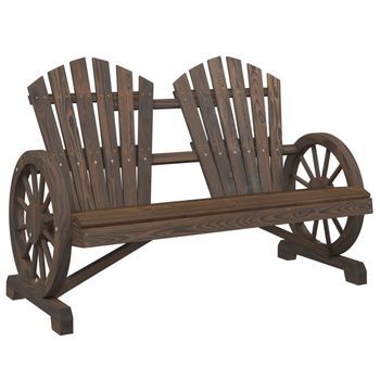 Sillón De Jardín | Silla De Jardín | Silla De Exterior Adirondack Doble Madera Maciza De Abeto